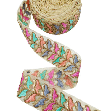 9 Yards Sheer Gold Tissue Embroidered Trim, Decorative Trim, Indian Sari Border Sequin Trimming